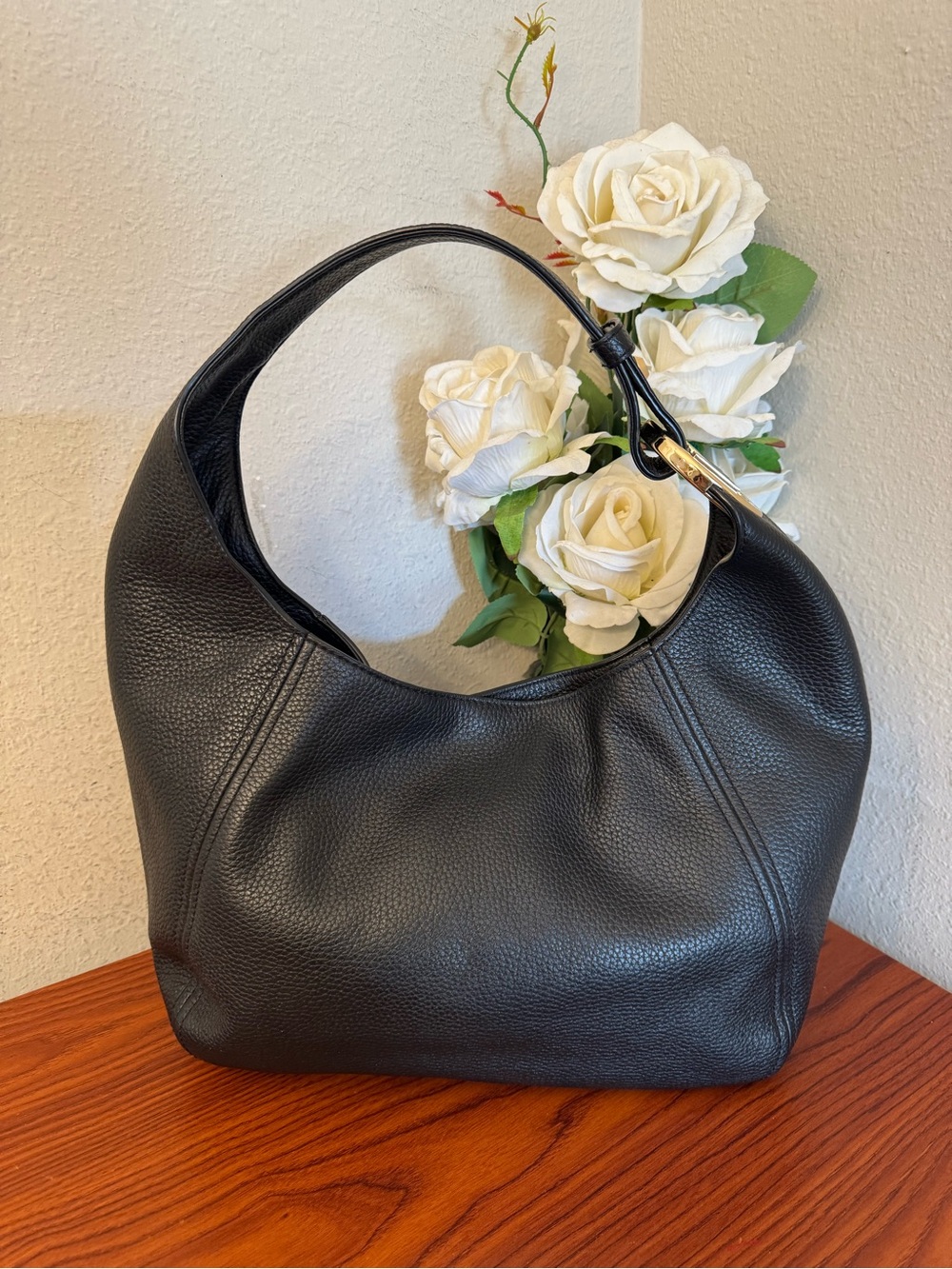 Michael Kors Black Pebbled Leather Hobo with Gold Hardware - Picture 5 of 8